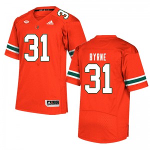 Mens Miami Hurricanes #31 Connor Byrne Orange Stitched Jerseys 960155-810