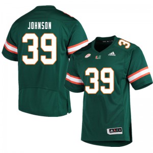 Men's University of Miami #39 Dante Johnson Green Football Jersey 235884-923