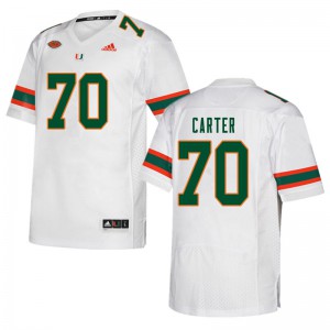 Mens Miami Hurricanes #70 Earnest Carter White Official Jerseys 353747-977