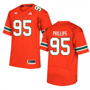 Men Miami Hurricanes #95 Jaelan Phillips Orange Embroidery Jersey 754933-741