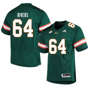 Men's Miami #64 Jalen Rivers Green Embroidery Jersey 150885-682