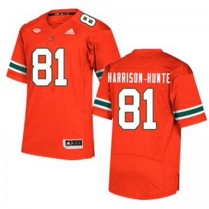 Mens Miami Hurricanes #81 Jared Harrison-Hunte Orange Football Jerseys 438153-444