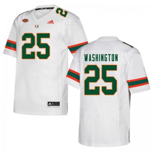 Men's Miami Hurricanes #25 Keshawn Washington White Embroidery Jersey 325178-376