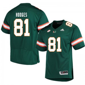 Mens University of Miami #81 Larry Hodges Green Embroidery Jerseys 470961-410