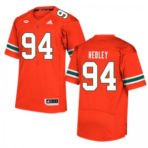 Mens University of Miami #94 Lou Hedley Orange Football Jerseys 553390-611