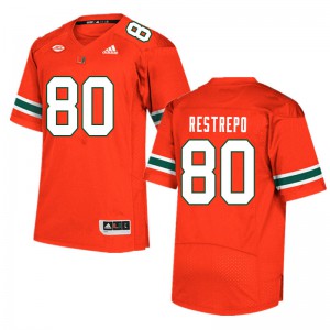 Mens University of Miami #80 Xavier Restrepo Orange Official Jerseys 342872-402