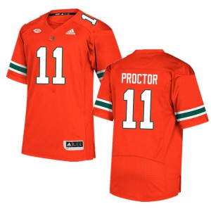 Mens University of Miami #11 Carson Proctor Orange Football Jersey 422106-211