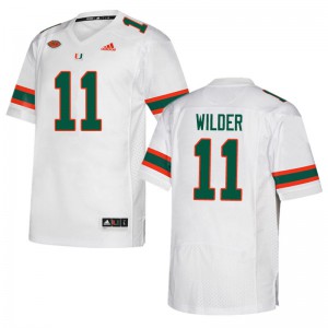 Men's University of Miami #11 De'Andre Wilder White Official Jersey 473195-727