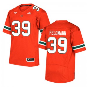 Men Miami Hurricanes #39 Gannon Feldmann Orange Alumni Jersey 351724-156