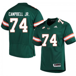 Men's Miami Hurricanes #74 John Campbell Jr. Green University Jersey 977703-192