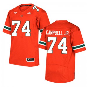 Mens Miami #74 John Campbell Jr. Orange Stitched Jersey 937217-416
