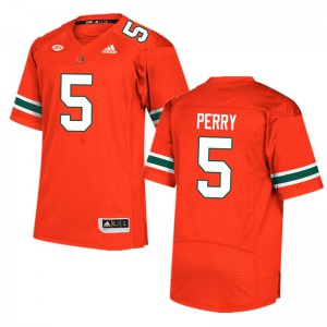 Men's University of Miami #5 N'Kosi Perry Orange Stitched Jersey 395525-463