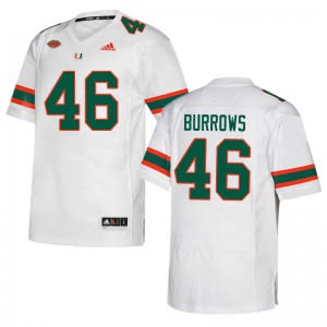 Mens Miami Hurricanes #46 Suleman Burrows White Embroidery Jersey 388913-954