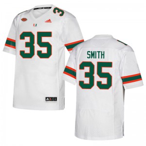 Mens Miami Hurricanes #35 Zac Smith White Embroidery Jersey 687401-573