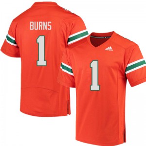 Men's Miami Hurricanes #1 Artie Burns Orange Stitch Jerseys 396502-731