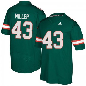 Mens Miami #43 Brian Miller Green Embroidery Jersey 176129-563