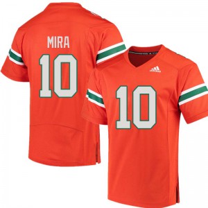 Mens University of Miami #10 George Mira Orange Embroidery Jersey 122806-795