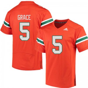 Men University of Miami #5 Jermaine Grace Orange College Jerseys 101624-971