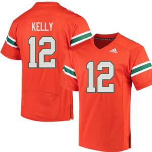 Men's University of Miami #12 Jim Kelly Orange Player Jerseys 778876-335