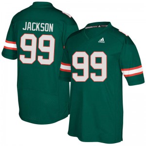 Men's Miami Hurricanes #99 Joe Jackson Green Stitch Jersey 395691-409