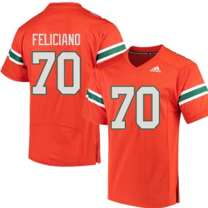 Mens Hurricanes #70 Jon Feliciano Orange Embroidery Jersey 837770-509