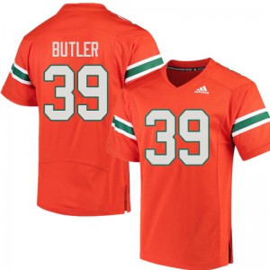 Mens University of Miami #39 Jordan Butler Orange Stitched Jerseys 157783-970