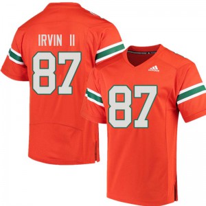 Mens Miami Hurricanes #87 Michael Irvin II Orange Player Jerseys 180560-486