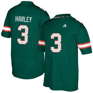 Men's Miami #3 Mike Harley Green Embroidery Jersey 737208-455