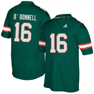 Mens Miami Hurricanes #16 Pat O'Donnell Green Embroidery Jerseys 648281-110