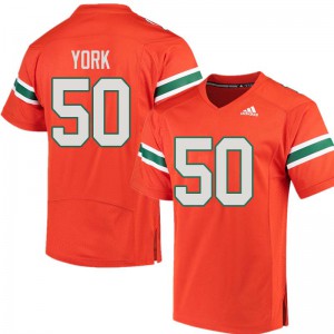 Men's University of Miami #50 Sam York Orange NCAA Jerseys 130450-102