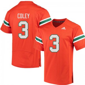 Men's Miami Hurricanes #3 Stacy Coley Orange Football Jerseys 713001-142