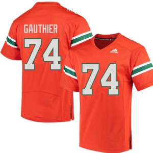 Men University of Miami #74 Tyler Gauthier Orange High School Jersey 714218-456