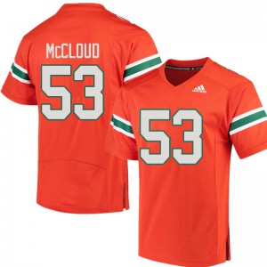 Mens University of Miami #53 Zach McCloud Orange Alumni Jersey 671535-563