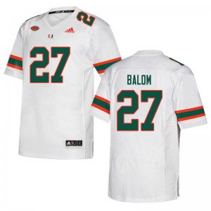 Men's Miami Hurricanes #27 Brian Balom White Football Jersey 768507-597