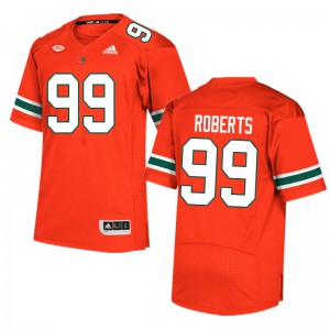Men University of Miami #99 Elijah Roberts Orange Stitched Jersey 813160-904