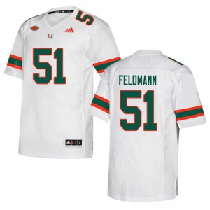 Mens Miami #51 Graden Feldmann White Football Jerseys 734425-375