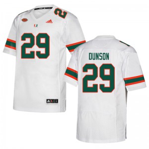 Mens Miami #29 Isaiah Dunson White NCAA Jersey 755193-759