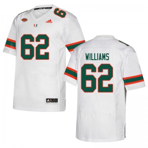 Men's University of Miami #62 Jarrid Williams White NCAA Jerseys 542183-337