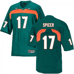 Men Miami Hurricanes #17 Jack Spicer Green College Jerseys 607383-334
