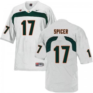 Mens Miami #17 Jack Spicer White Football Jerseys 727122-776