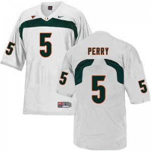 Mens University of Miami #5 N'Kosi Perry White Stitch Jersey 322311-882