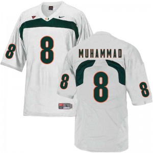 Mens Miami Hurricanes #8 Al-Quadin Muhammad White Embroidery Jerseys 990889-882