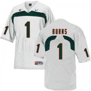 Men's Miami Hurricanes #1 Artie Burns White Stitch Jerseys 471170-456