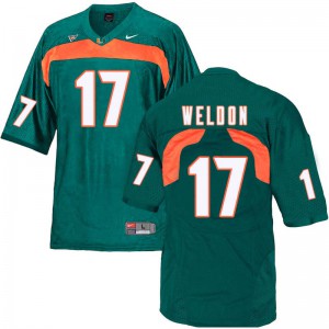 Mens University of Miami #17 Cade Weldon Green Player Jersey 673101-818