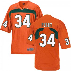 Men Miami #34 Charles Perry Orange Stitched Jerseys 257633-787