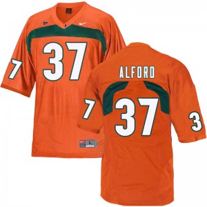 Men's Miami Hurricanes #37 Colvin Alford Orange Player Jerseys 903222-378