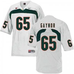 Men's Miami Hurricanes #65 Corey Gaynor White Football Jersey 501870-825