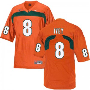 Mens Miami Hurricanes #8 DJ Ivey Orange NCAA Jerseys 304561-753