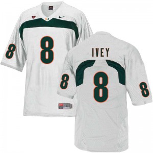 Mens University of Miami #8 DJ Ivey White Alumni Jersey 938801-786