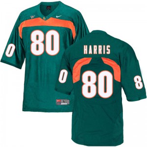 Mens Miami Hurricanes #80 Dayall Harris Green Embroidery Jersey 962699-419